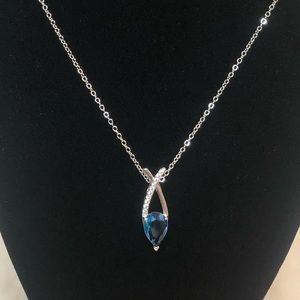 Bomb Party Necklace Pear Shape Blue Crystal Pendant